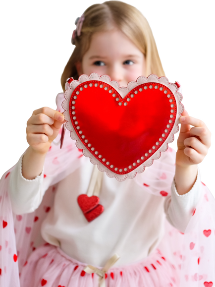 Mimi & Lula Kids' Scalloped Heart Bag, Red - view 2, Red