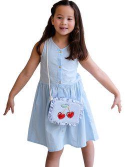 Mimi & Lula Kids' Striped Cherry Bag, Blue - view 2, Blue