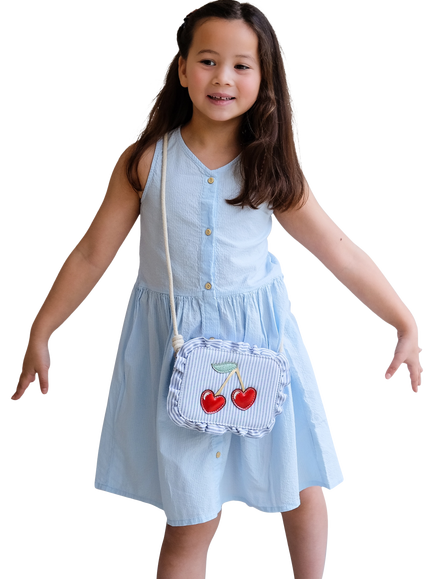Mimi & Lula Kids' Striped Cherry Bag, Blue - view 2, Blue