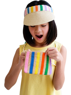 Mimi and Lula Striped Straw Bag, Bright Multi - view 2, Bright Multi