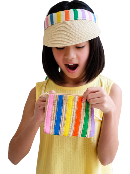 Mimi and Lula Striped Straw Bag, Bright Multi - view 2, Bright Multi