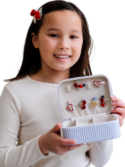 Mimi and Lula Kids' Cherry Jewellery Box, Blue - view 2, Blue