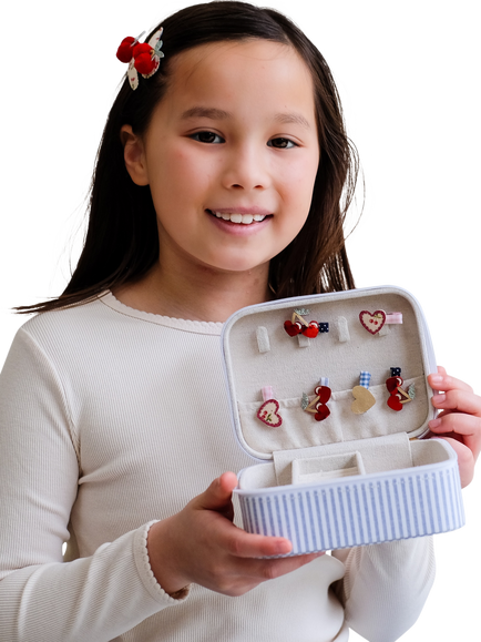 Mimi and Lula Kids' Cherry Jewellery Box, Blue - view 2, Blue