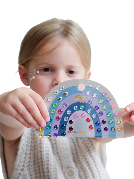 Mimi & Lula Kids' Bright Gem Stick On Earrings, Multi - view 2, Multi