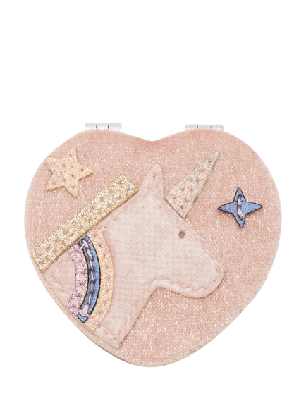 Mimi & Lula Kids' Heart Unicorn Pocket Mirror, Pink Multi, Pink Multi