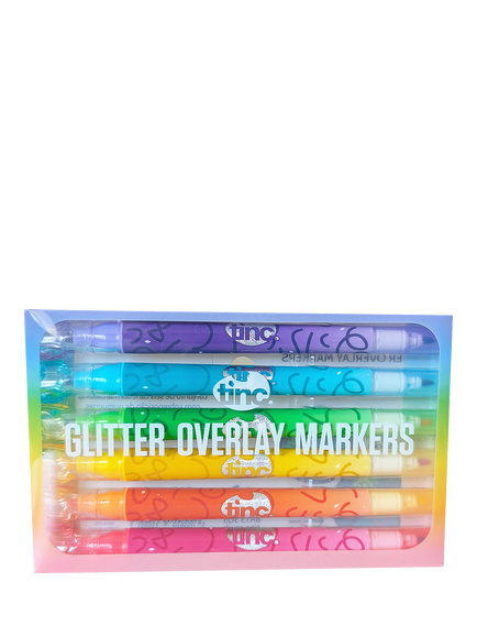 Tinc Overlay Glitter Marker Pens, Set of 6, Multi, Multi