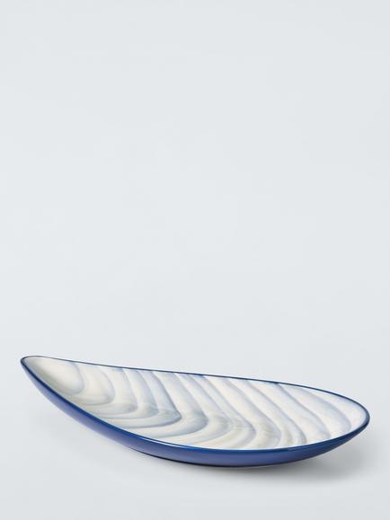 John Lewis Mussel Stoneware Platter, 31cm, Blue, Multi