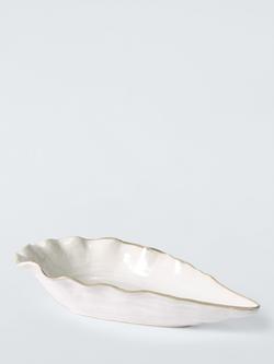 John Lewis Oyster Shell Stoneware Salad Bowl, 38cm, White, White