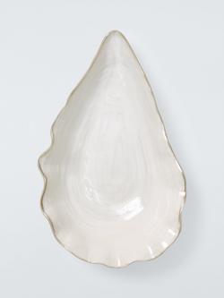 John Lewis Oyster Shell Stoneware Salad Bowl, 38cm, White - view 2, White