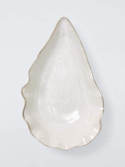 John Lewis Oyster Shell Stoneware Salad Bowl, 38cm, White - view 2, White
