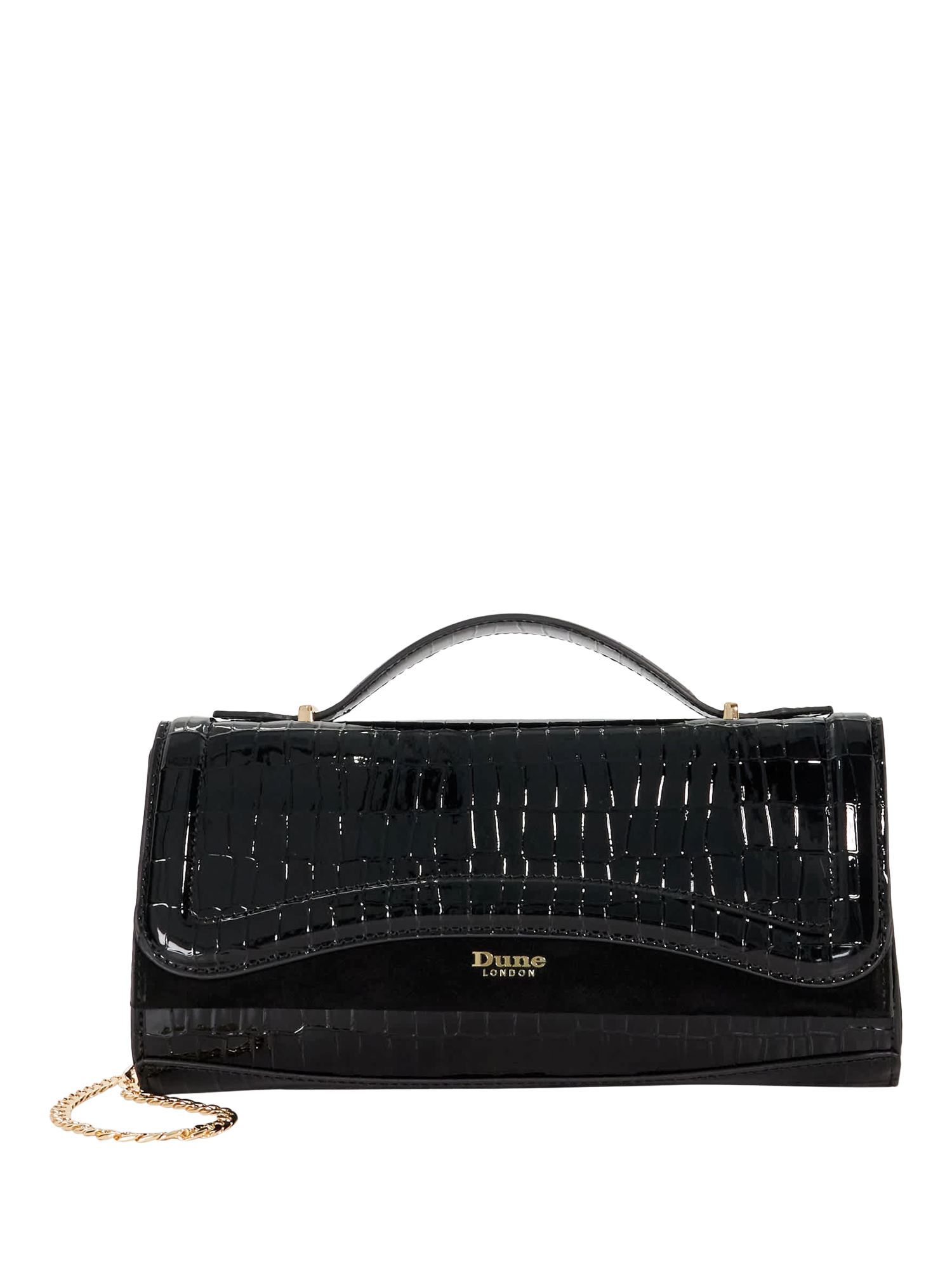 Product image 1 of 5, which shows Dune London Edited Croc-Effect Grab Bag, Black