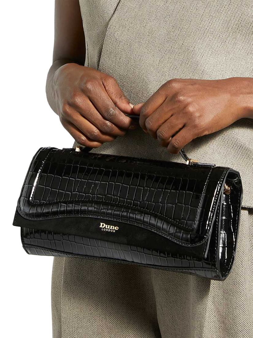 Product image 2 of 5, which shows Dune London Edited Croc-Effect Grab Bag, Black