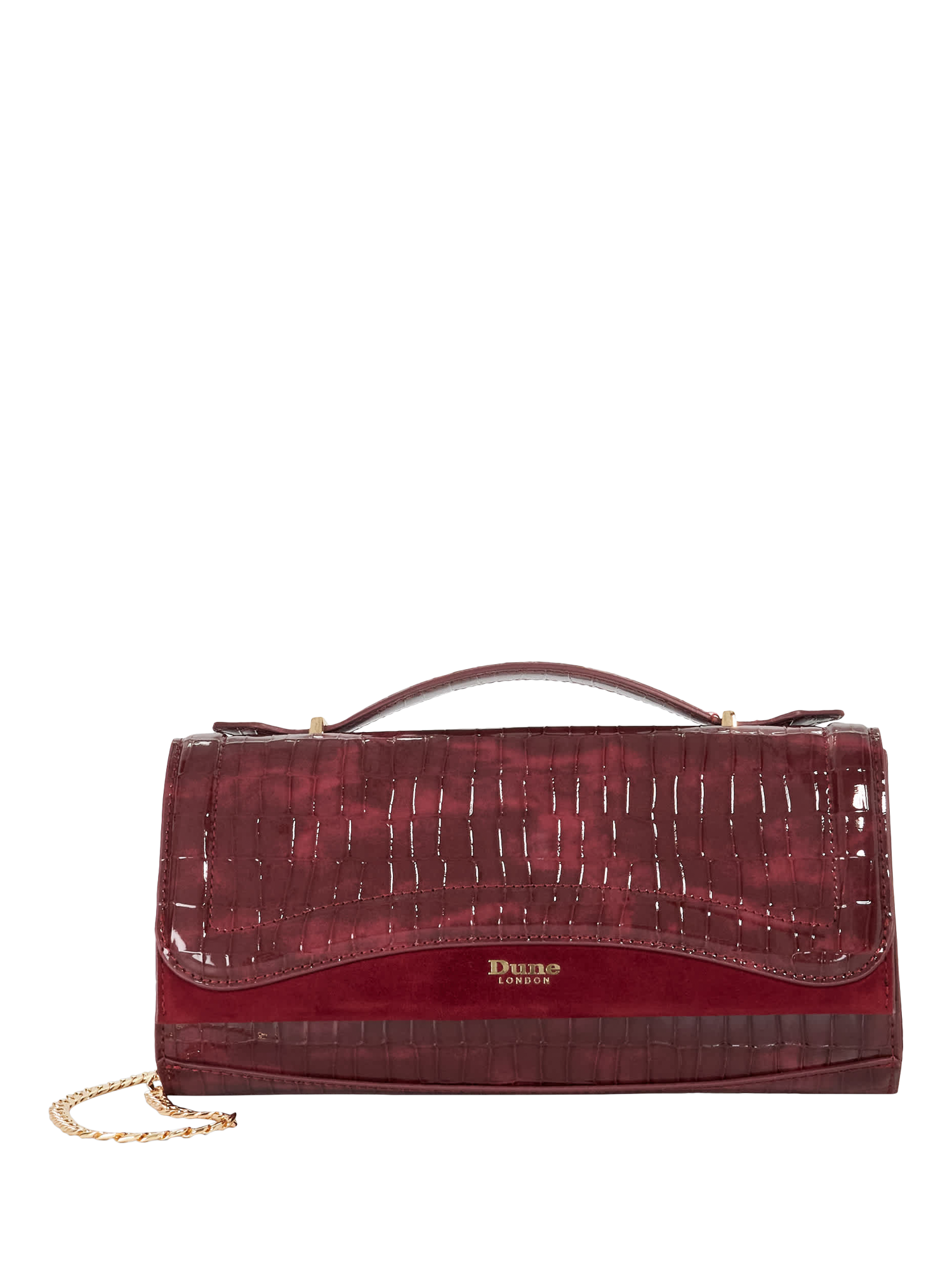 Product image 1 of 5, which shows Dune London Edited Croc-Effect Grab Bag, Burgundy