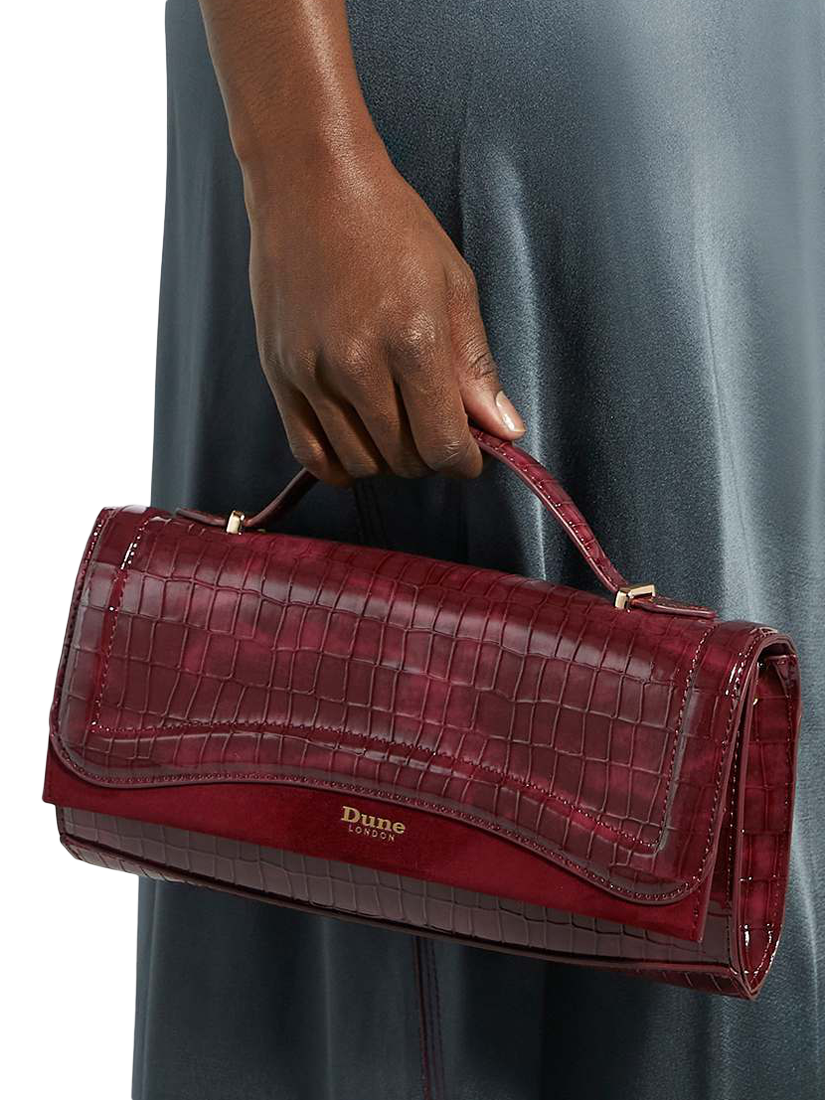 Product image 2 of 5, which shows Dune London Edited Croc-Effect Grab Bag, Burgundy
