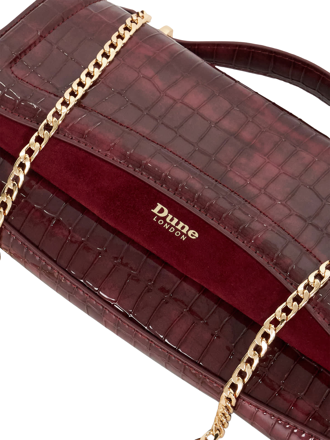 Product image 5 of 5, which shows Dune London Edited Croc-Effect Grab Bag, Burgundy