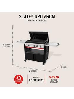 Weber Slate GPD Premium 3-Burner Gas Griddle BBQ, 76cm - view 2, Black