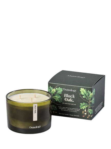 Osmology by Aery Black Oak Three Wick Scented Candle, 1.1kg, Green