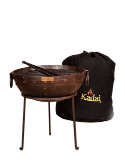Kadai Travel BBQ, Carry Bag & Stand Kit, 40cm, Black