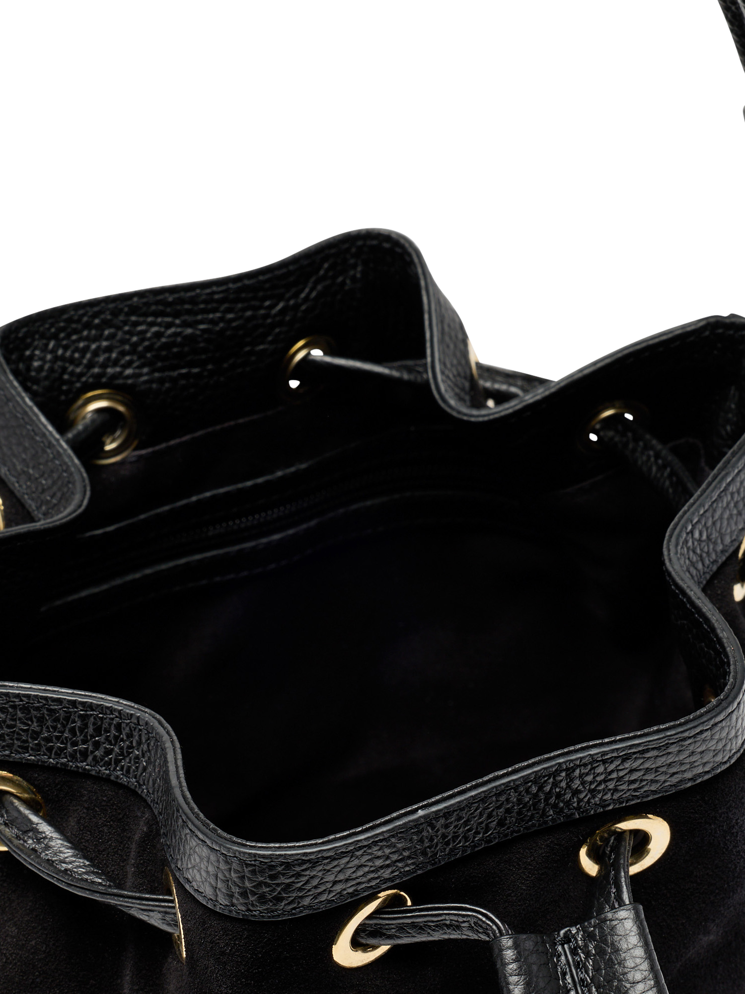 Product image 4 of 5, which shows Russell & Bromley Hessle Leather Bucket Bag, Black