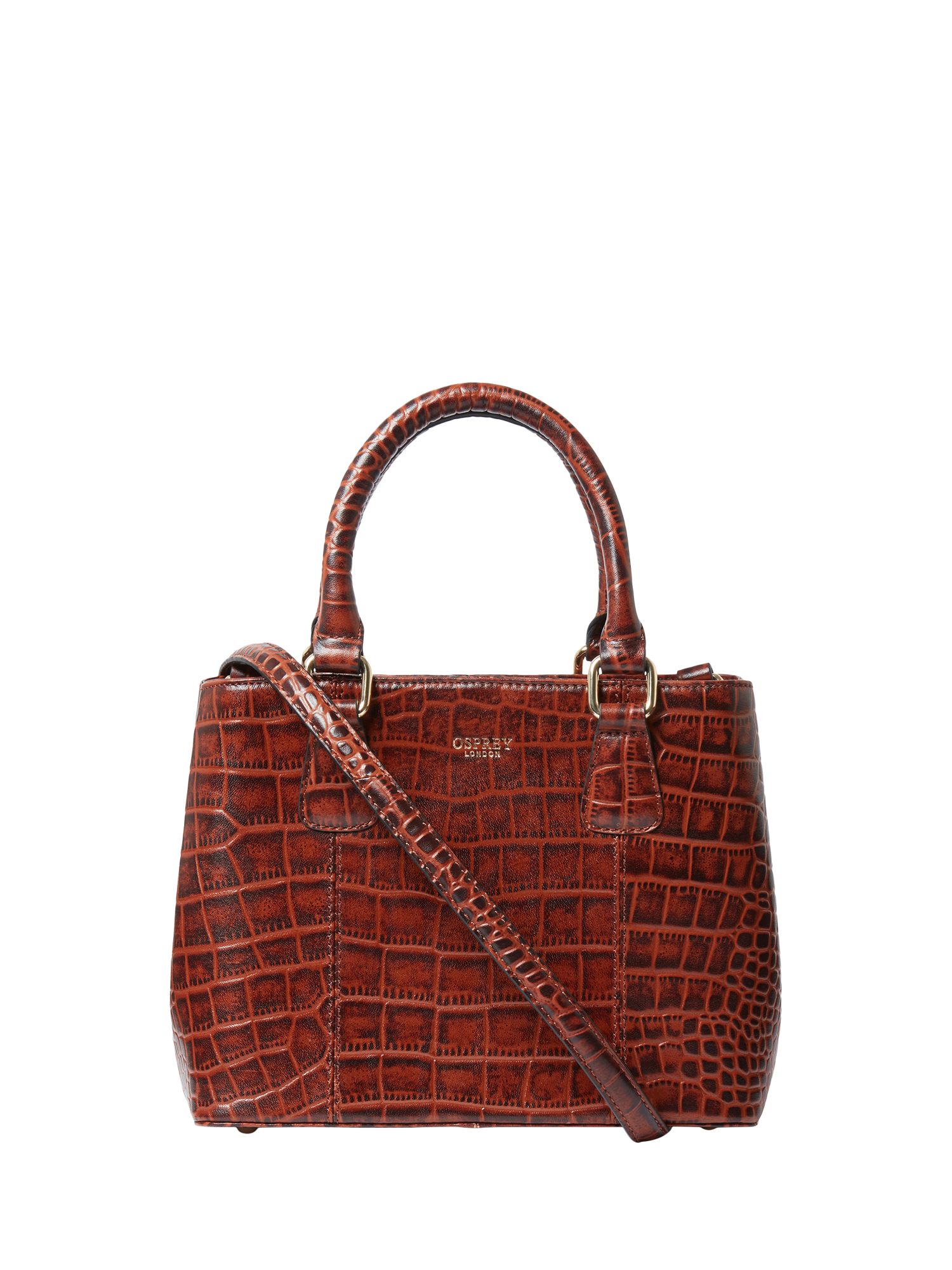 Product image 1 of 6, which shows OSPREY LONDON Mini Adaline Leather Grab Bag, Brandy