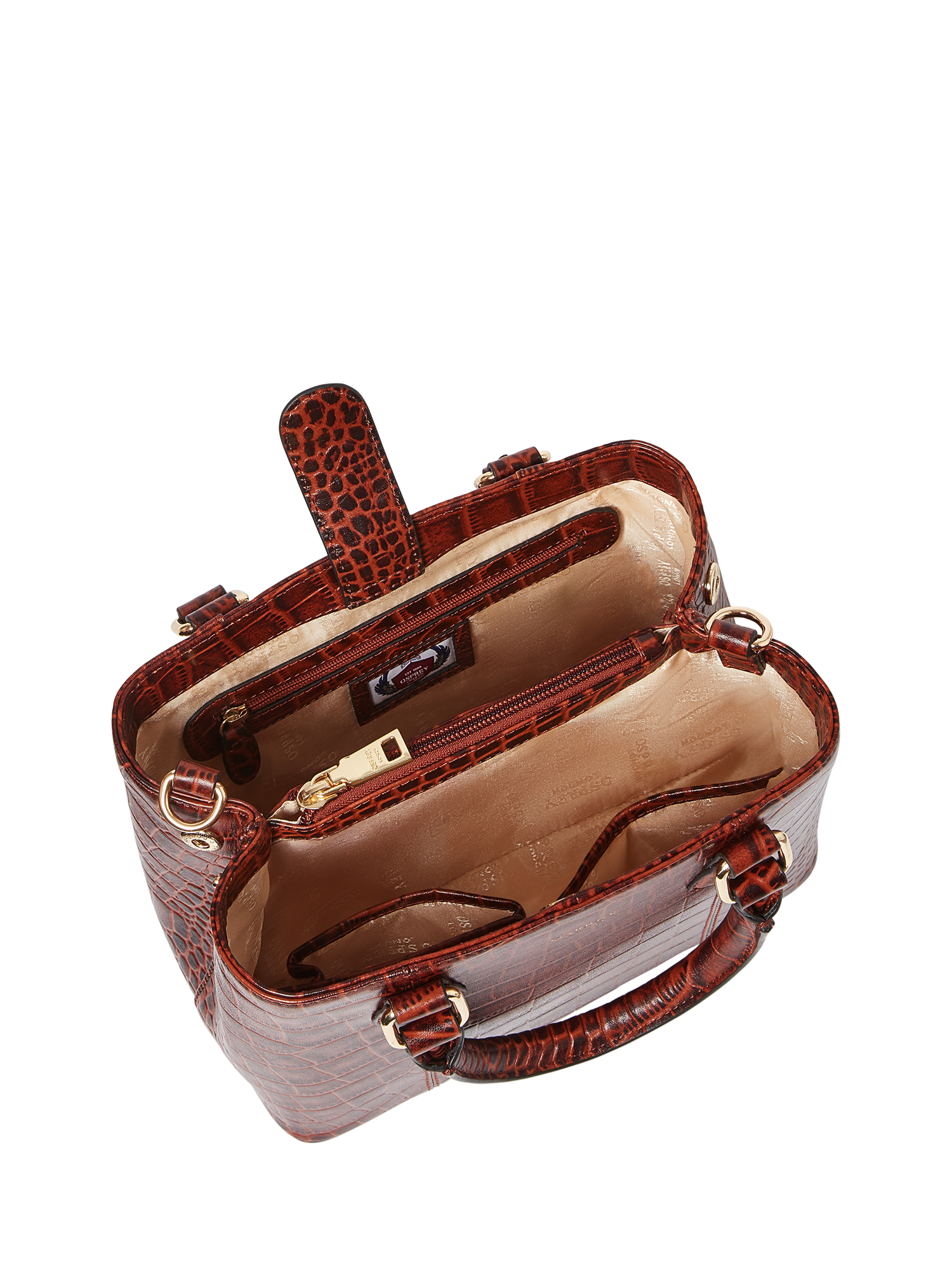 Product image 6 of 6, which shows OSPREY LONDON Mini Adaline Leather Grab Bag, Brandy