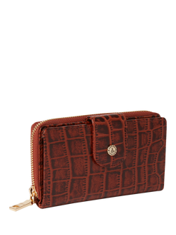 OSPREY LONDON Carla Zipped Purse, Chocolate - view 2, Brandy