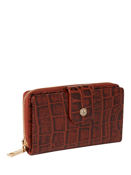 OSPREY LONDON Carla Zipped Purse, Chocolate - view 2, Brandy