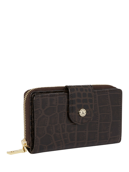OSPREY LONDON Carla Zipped Purse, Chocolate - view 2, Chocolate