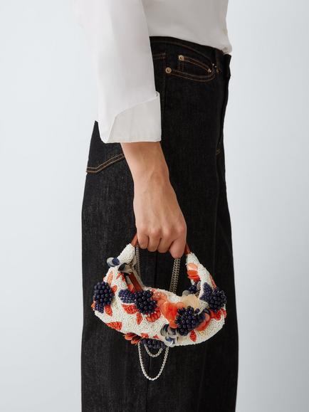 John Lewis Beaded Grab Bag - view 2, White/Multi