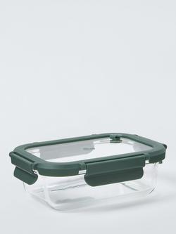 John Lewis X Deliciously Ella Rectangular Glass Storage Container, 630ml, Green, De Green