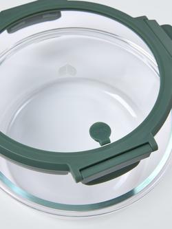 John Lewis X Deliciously Ella Round Glass Storage Container, 970ml, Green - view 2, De Green