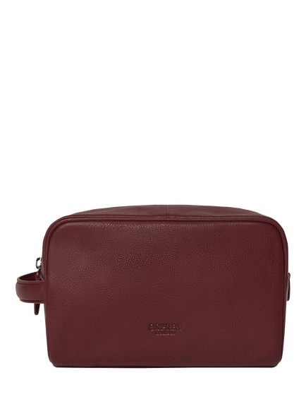 OSPREY LONDON Arlington Leather Wash Bag, Bordeaux