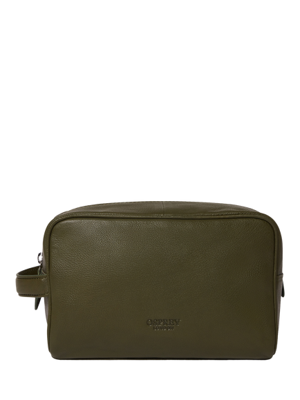 OSPREY LONDON Arlington Leather Wash Bag, Green