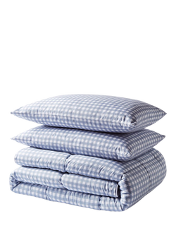 Night Lark Gingham Coverless Duvet & Pillowcase Set, 10.5 Tog, Dusk Blue - view 2, Dusk Blue