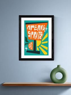 EAST END PRINTS Natalie Cass 'Aperol Spritz Blue' Framed Print, 43.4 x 33.4cm, Black Frame - view 2, Multi