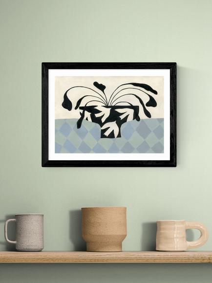 EAST END PRINTS Jazmine Joye 'Dove Peace Vase' Framed Print, 33.4 x 43.4cm - view 2, Black Frame