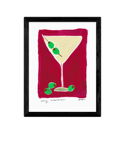 EAST END PRINTS Natalie Cass 'Dry Martini Cocktail' Framed Print, 43.4 x 33.4cm, Black Frame, Multi Multi