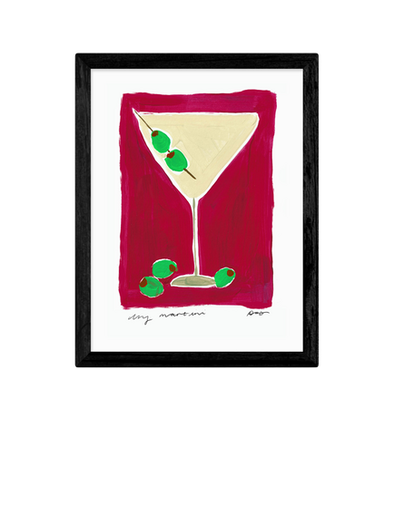 EAST END PRINTS Natalie Cass 'Dry Martini Cocktail' Framed Print, 43.4 x 33.4cm, Black Frame, Multi Multi