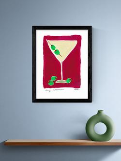 EAST END PRINTS Natalie Cass 'Dry Martini Cocktail' Framed Print, 43.4 x 33.4cm, Black Frame - view 2, Multi Multi