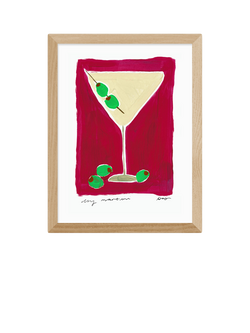 EAST END PRINTS Natalie Cass 'Dry Martini Cocktail' Framed Print, 43.4 x 33.4cm, Oak Frame, Multi Multi