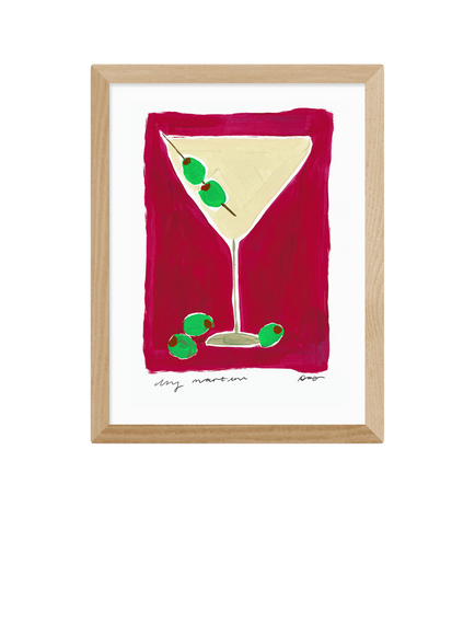 EAST END PRINTS Natalie Cass 'Dry Martini Cocktail' Framed Print, 43.4 x 33.4cm, Oak Frame, Multi Multi