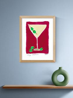 EAST END PRINTS Natalie Cass 'Dry Martini Cocktail' Framed Print, 43.4 x 33.4cm, Oak Frame - view 2, Multi Multi