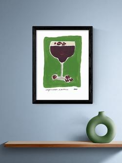EAST END PRINTS Natalie Cass 'Espresso Martini Green' Framed Print, 43.4 x 33.4cm, Black Frame - view 2, Multi Multi