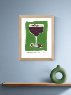 EAST END PRINTS Natalie Cass 'Espresso Martini Green' Framed Print, 43.4 x 33.4cm, Oak Frame - view 2, Multi Multi
