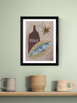 EAST END PRINTS Jazmine Joye 'Fish Supper' Framed Print, 43.4 x 33.4cm, Black Frame - view 2, Multi Multi