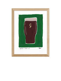 EAST END PRINTS Natalie Cass 'Guinness' Framed Print, 43.4 x 33.4cm, Oak Frame, Multi Multi