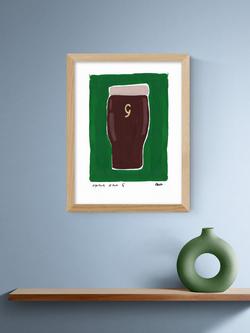 EAST END PRINTS Natalie Cass 'Guinness' Framed Print, 43.4 x 33.4cm, Oak Frame - view 2, Multi Multi