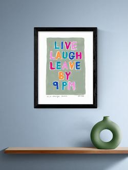 EAST END PRINTS Natalie Cass 'Live Laugh Leave by 9PM' Framed Print, 43.4 x 33.4cm, Black Frame - view 2, Multi Multi