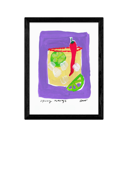 EAST END PRINTS Natalie Cass 'Spicy Margs' Framed Print, 43.4 x 33.4cm, Black Frame, Multi Multi