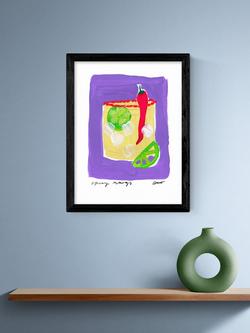 EAST END PRINTS Natalie Cass 'Spicy Margs' Framed Print, 43.4 x 33.4cm, Black Frame - view 2, Multi Multi